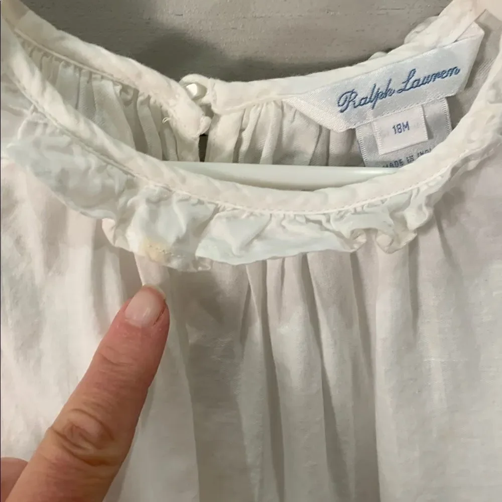 Ralph Lauren White Blouse with Flutter Cap Sleeves